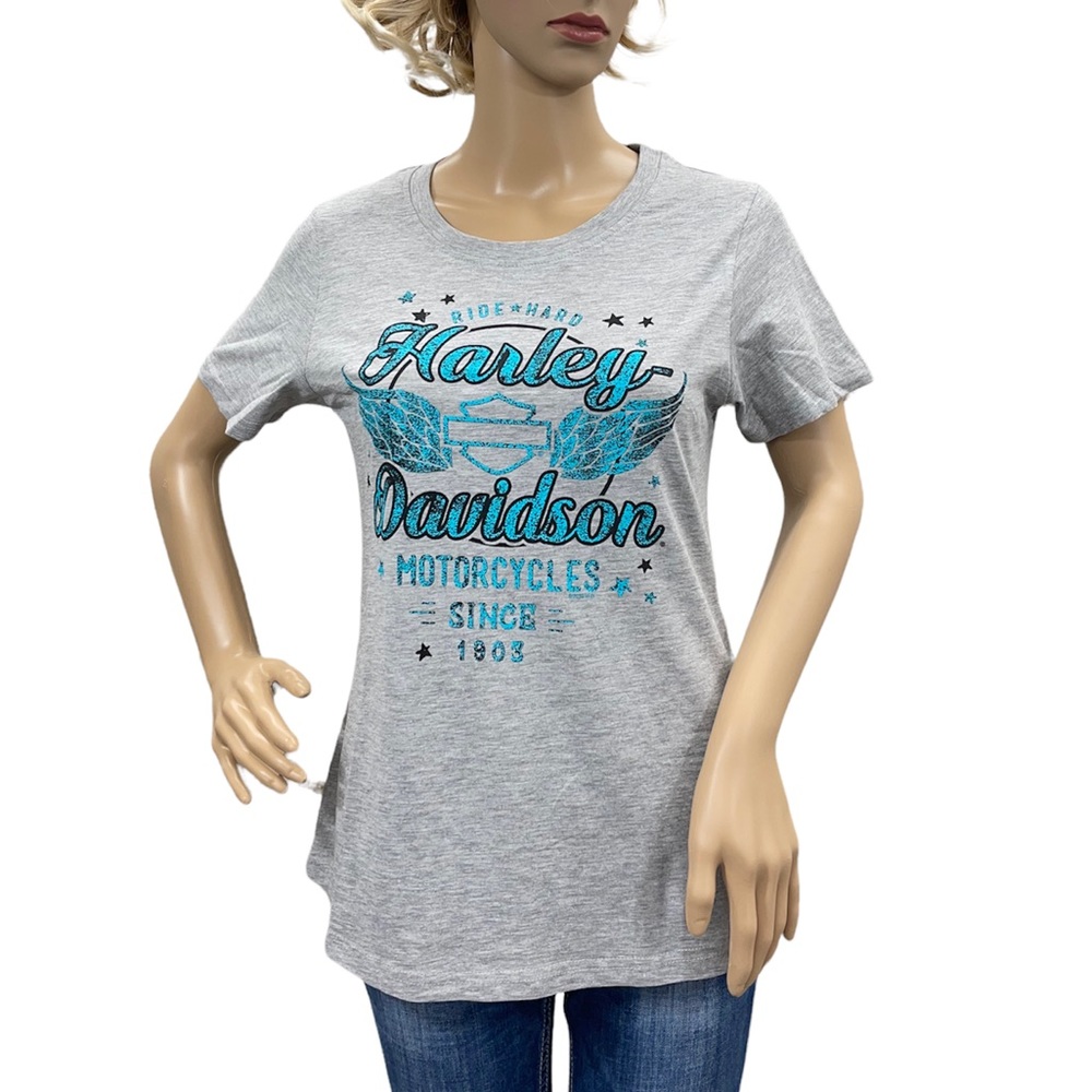 NWT HARLEY-DAVIDSON Grey Short Sleeve Women’s Tee Shirt Size Small